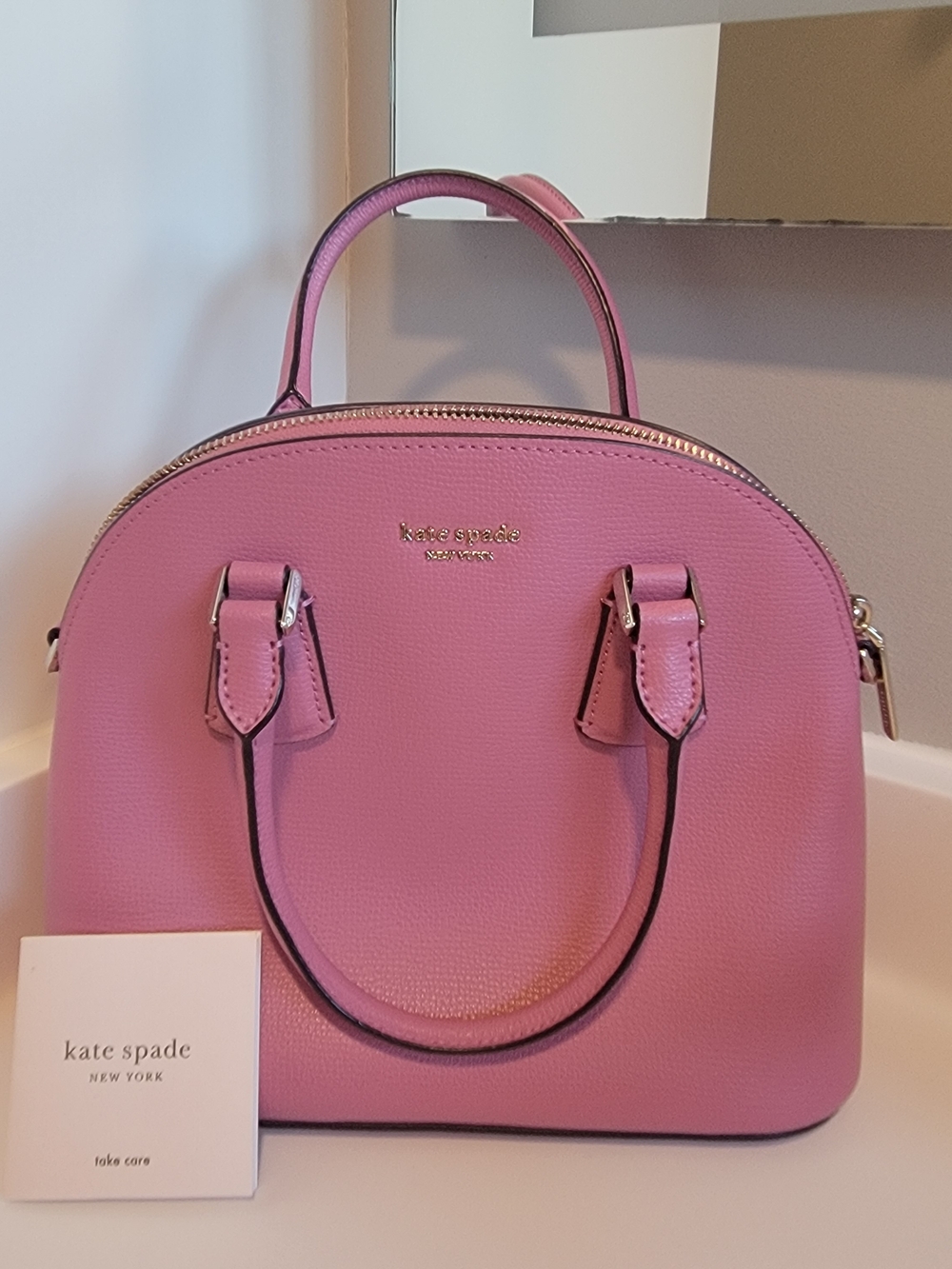 kate spade pink pebbled dome satchel